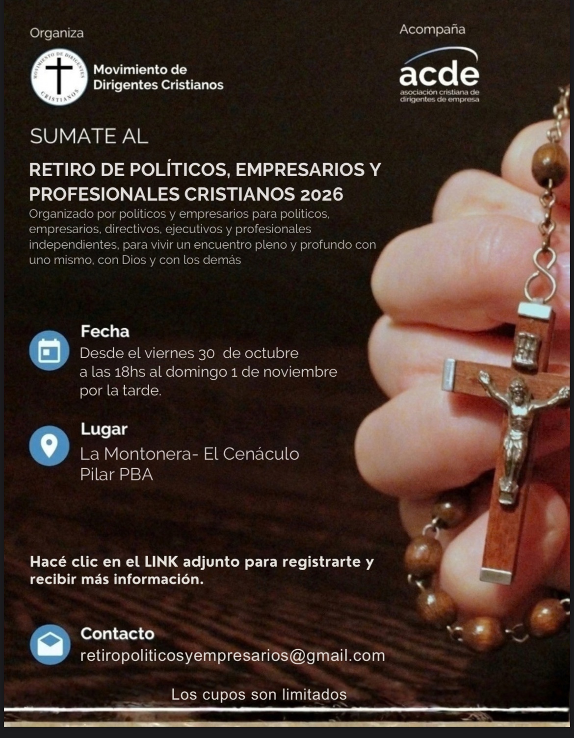 Flyer del Retiro de Políticos, Empresarios y Profesionales Cristianos 2026